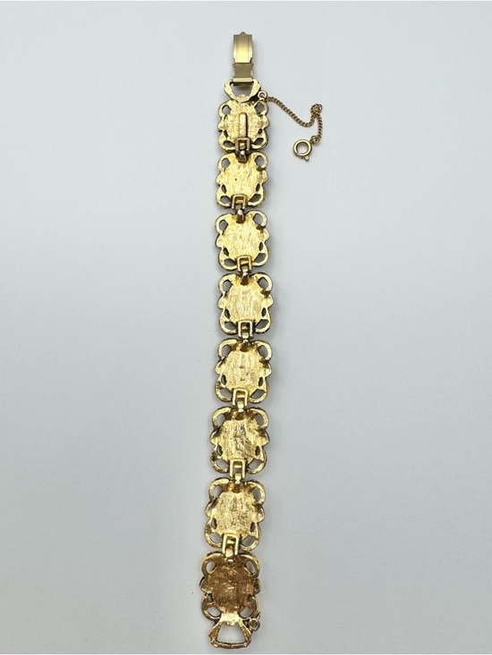 Vintage Green Jade Gold Toned Bracelet - Picture 9 of 14